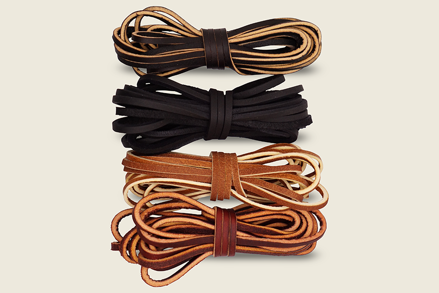 Rawhide leather boot laces shown in every color