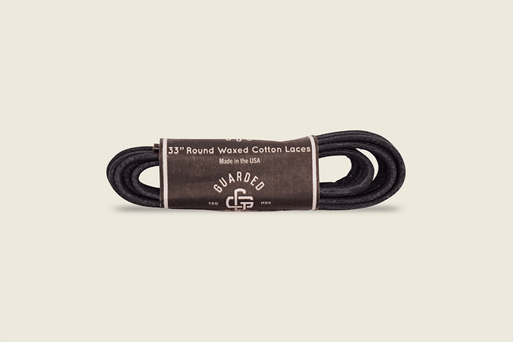 33" Round Cord Waxed Shoe Laces Black Shoe Laces